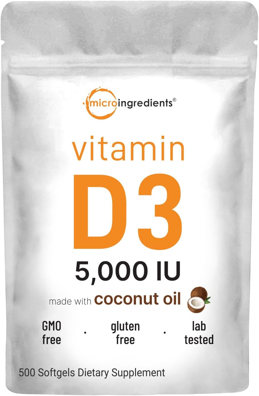 Micro Ingredients Super Vitamin K Complex (K2 MK7 + MK4 & K1) & Vitamin D3 5,000 IU Bundle Pack - Easily Absorbed K Vitamins, Active Menaquinone Complex - Vitamin D as Cholecalciferol