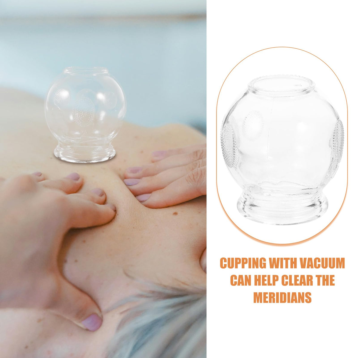 Healvian 8pcs Glass Fire Chinese Acupoint Cupping Glass Cupping Device Body Care Cupping Suction