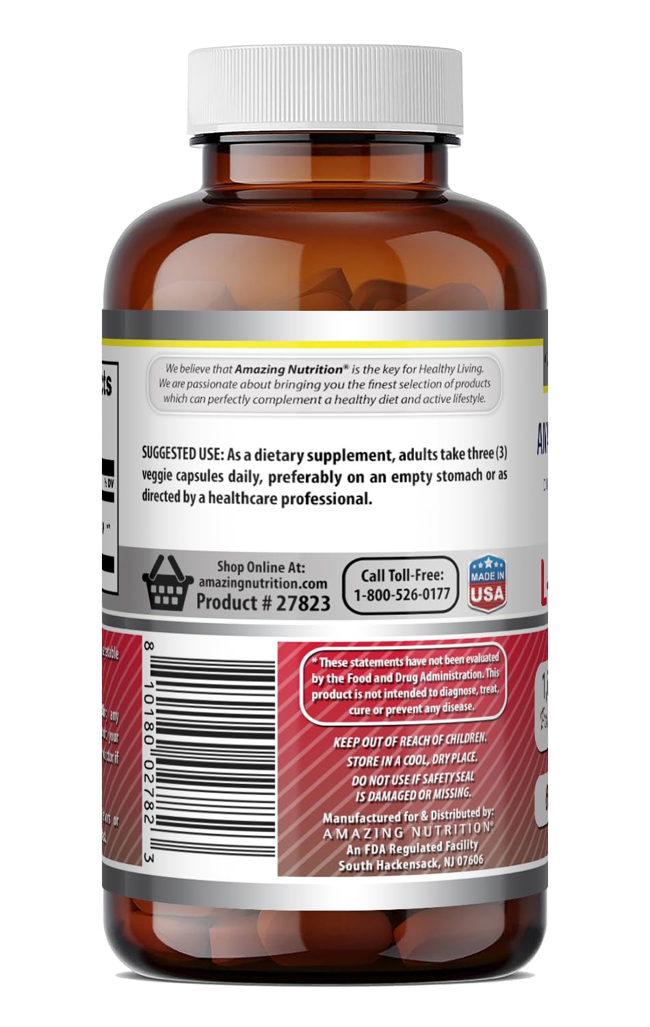 Amazing Formulas Acetyl L-Carnitine - 1500 per Serving Supplement - Vegetarian Capsules - Non-GMO - Gluten-Free - Made in USA (1 Pack - 120 Count)