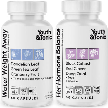 Youth & Tonic Women Water Weight Loss Pills for Hormonal Changes and Fluid Retention During PMS