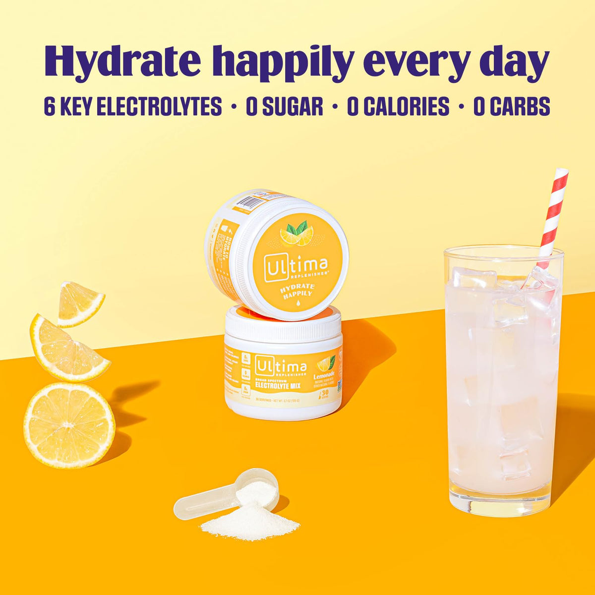 Ultima Replenisher Daily Electrolyte Drink Mix - Lemonade, 30 Servings - Hydration Powder