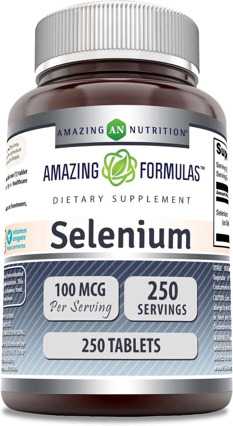 Amazing Formulas Selenium Supplement - 100 Mcg Per Serving - 250 Tablets - Non-GMO - Gluten Free - Made in USA