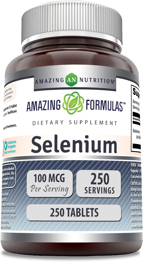 Amazing Formulas Selenium Supplement - 100 Mcg Per Serving - 250 Tablets - Non-GMO - Gluten Free - Made in USA