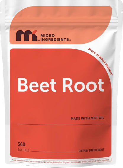 Micro Ingredients Beet Root Extract, 360 Softgels with MCT Oil - Natural Beet Root Source - Beetroot Supplements - Non-GMO