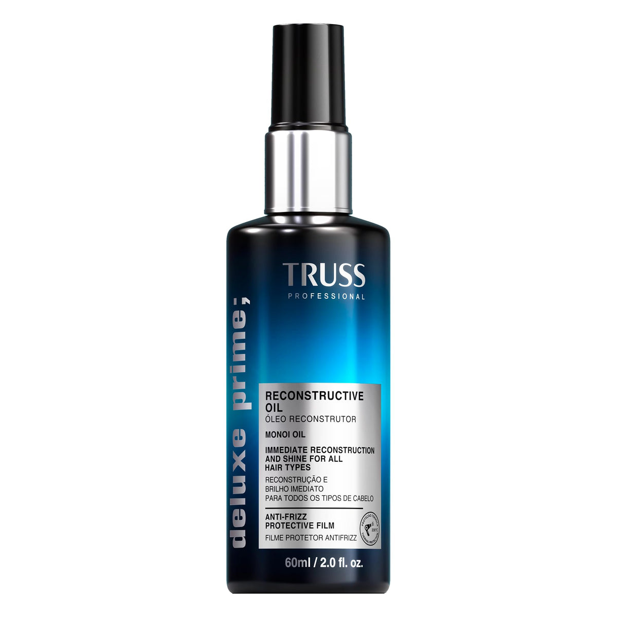 TRUSS Deluxe Prime Reconstructive Hair Oil for Damaged Hair - Split End Repair Treatment with Heat Protection & Frizz Control - Seals Cuticle for Strength & Softness (2 Fl oz)