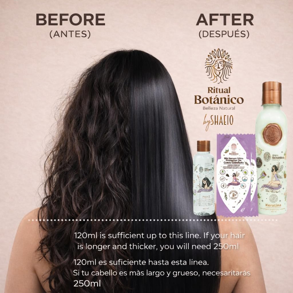 Ritual Botanico Keratin Hair Treatment Keratina Para Alisar El Pelo - Hair Relaxer Origen Botanico - Brillo, Sedocidad y Nutrición - Keratina 120ML/ 4,05 fl oz - Small