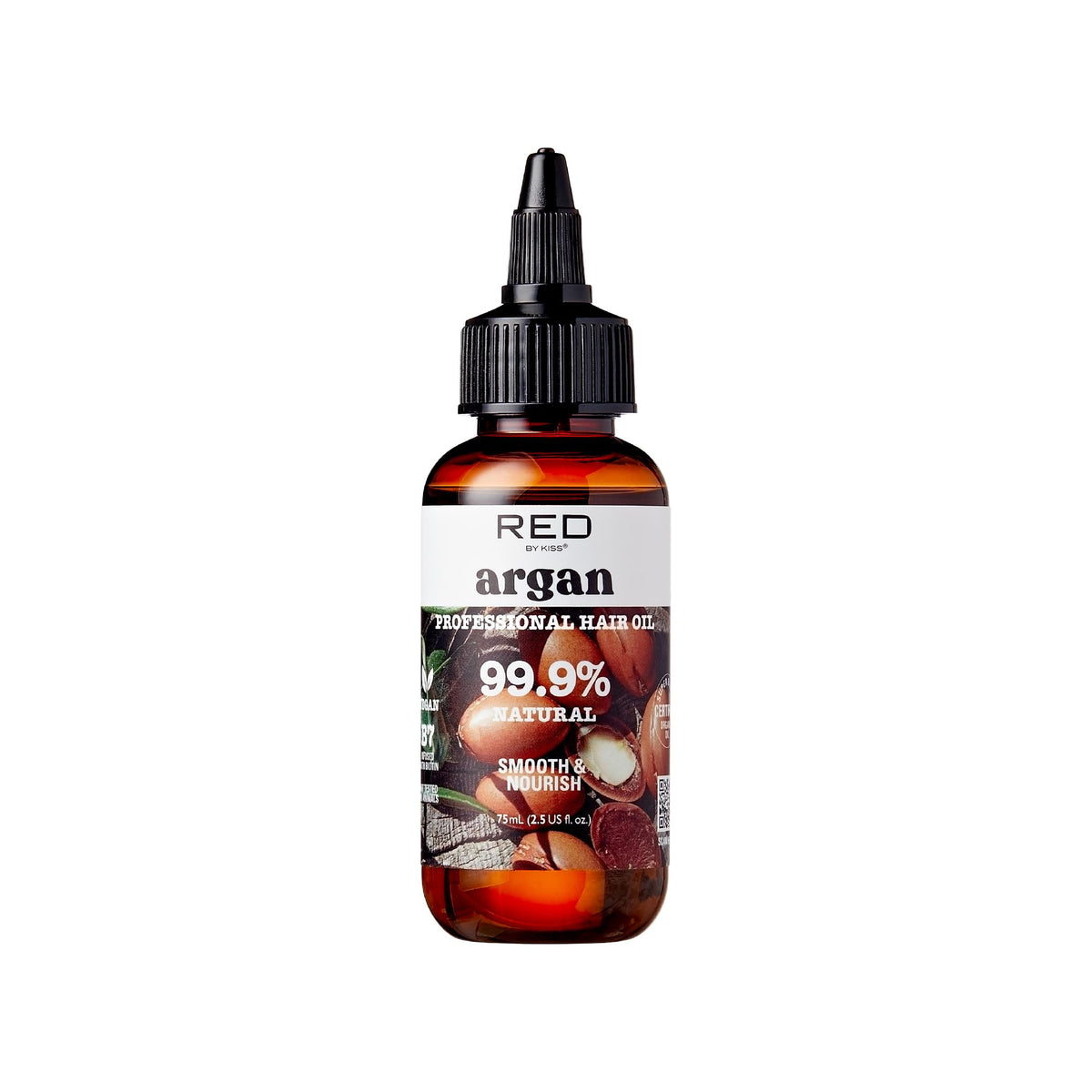 Red by Kiss Professional 99% Natural Hair Oil, Organic Vegan Oil Blend for Smooth & Nourish Hair, Biotin Infused, Hydration Add Shine & Moisturize Hair (Argan, 2.5 Fl Oz)