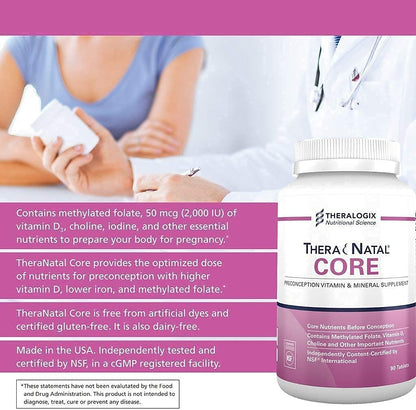 yhn Core Preconception Vitamin & Mineral Supplement (90 Day Supply) - Prenatal Vitamin & Fertility