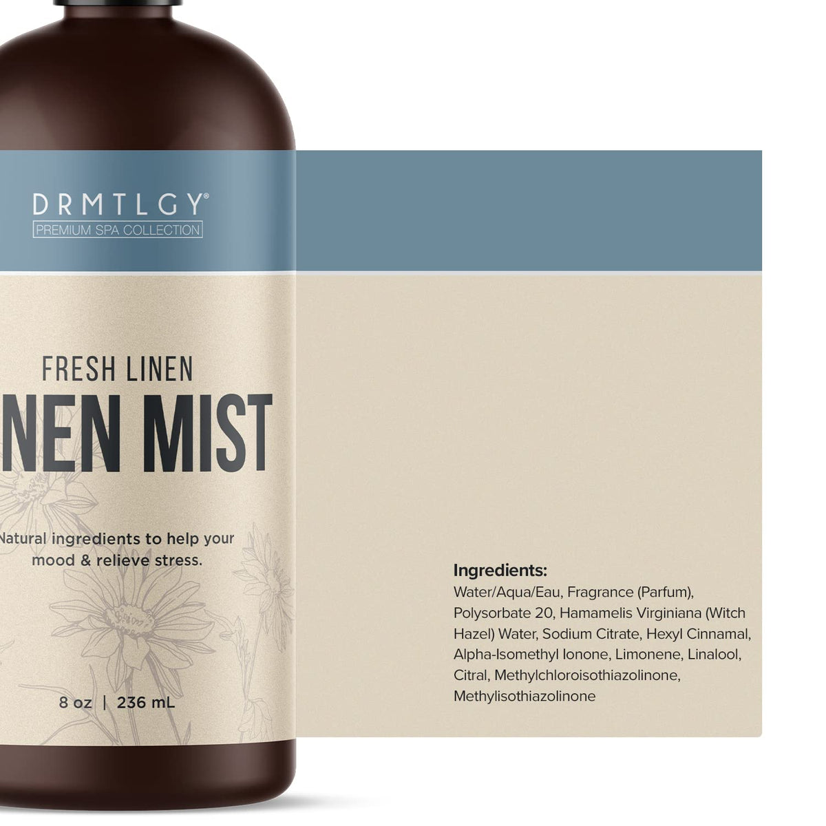 DRMTLGY Natural Fresh Linen Mist and Room Spray - Pure Essential Oils for a Pillow Spray, Linen Mist