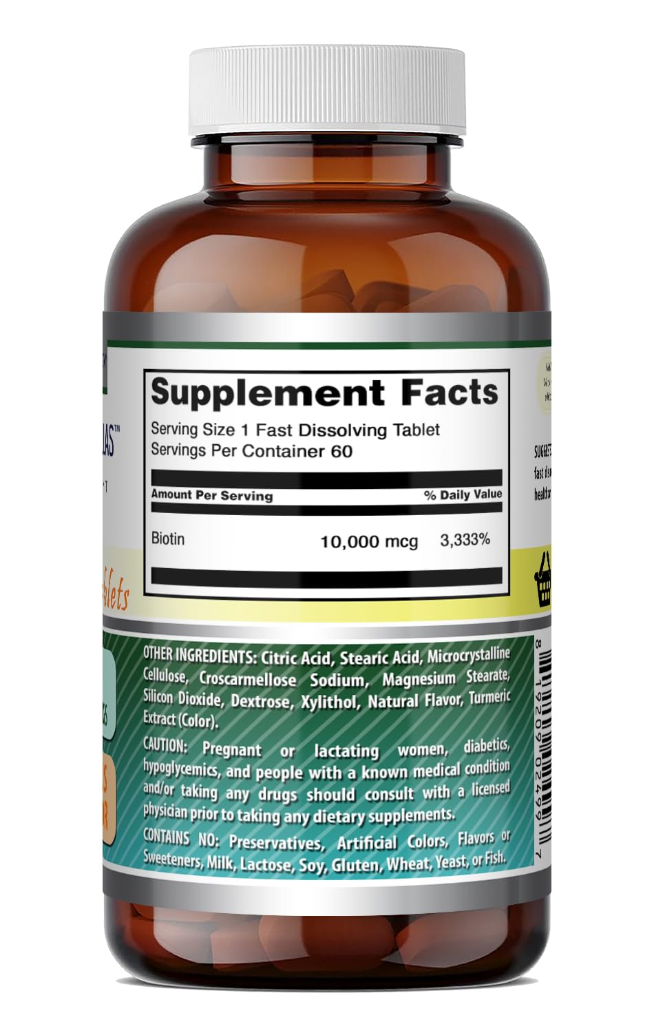 Amazing Formulas Biotin 10,000 mcg - Fast Dissolve Tablets - Non-GMO - Gluten Free Supplement - Made in USA (Strawberry, 60 Count)