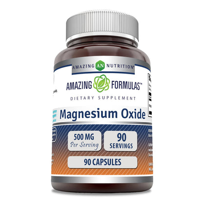 Amazing Formulas Magnesium Oxide Supplement - 500 Mg per Serving - 90 Capsules - Non-GMO - Gluten-Free - Made in USA
