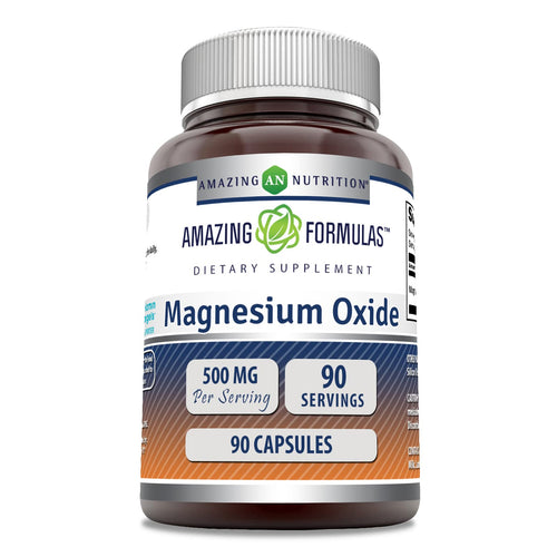 Amazing Formulas Magnesium Oxide Supplement - 500 Mg per Serving - 90 Capsules - Non-GMO - Gluten-Free - Made in USA