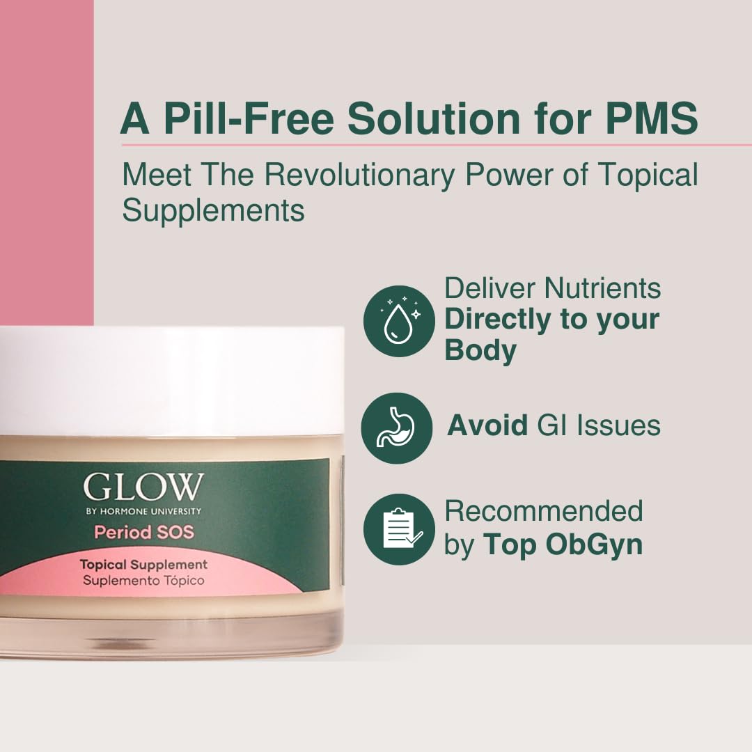 Glow Botanica - Period SOS - Real Wild Yam Cream for PMS Symptom Relief - Topical Supplement