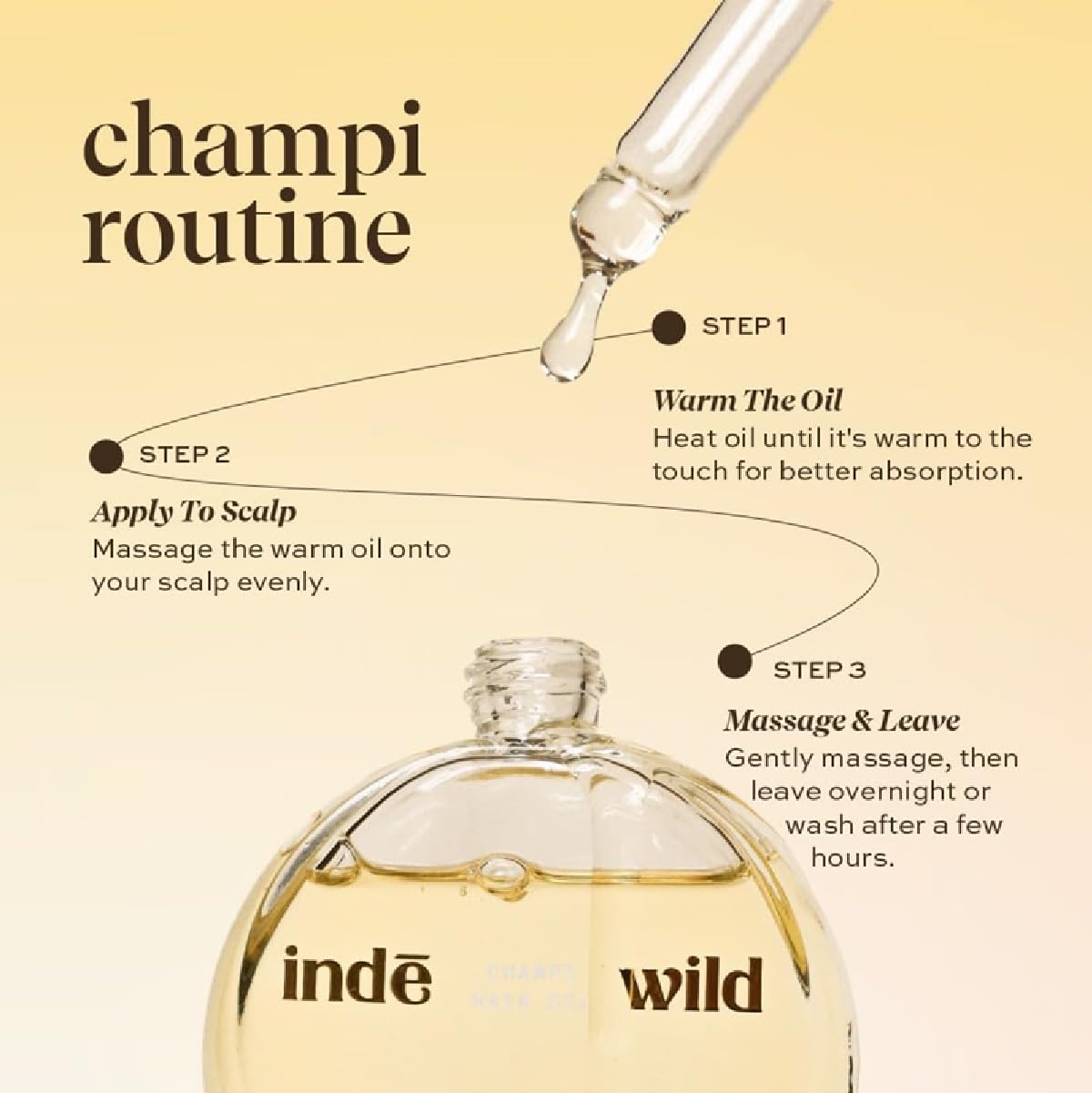i'nde w'ild Champi Hair Oil (50 ml) with Brahmi, Amla, and Bhringraj - Ayurvedic Hair Growth Oil for Dandruff, Hairfall, & Thicker, Fuller Hair - 16+ Ayurvedic Actives - Calming Fragrance