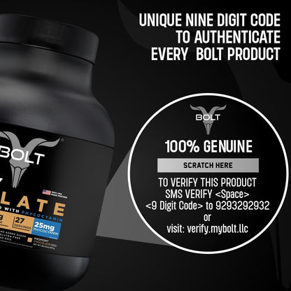 Bolt Nutrition Whey Isolate Protein Powder - with Superfood Phycocyanin - Muscle Strength