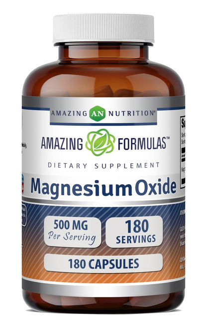 Amazing Formulas Magnesium Oxide Supplement - 500 Mg per Serving - 90 Capsules - Non-GMO - Gluten-Free - Made in USA