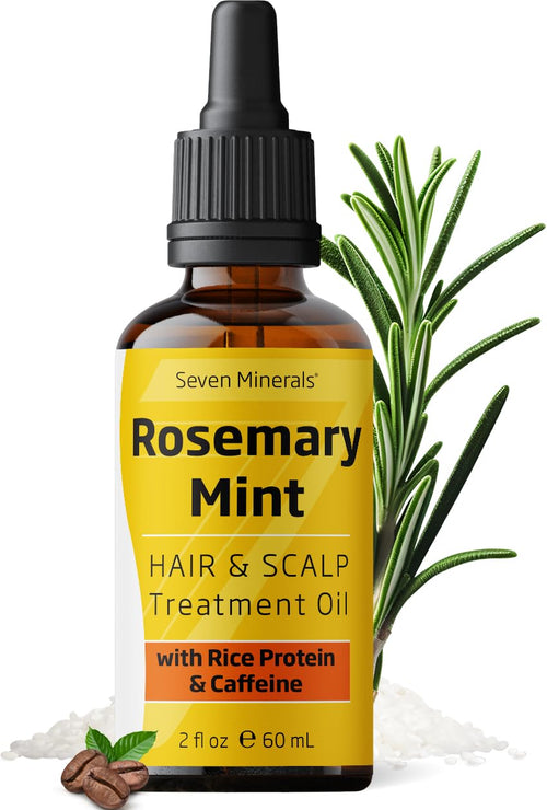 Seven Minerals, NEW Rosemary Oil for Hair Growth, Infused with Rice Protein, Caffeine, Mint and Natural Hair Strengthening Oils, Naturally Thicker, Longer, Softer Hair for Men & Women (2 fl oz)