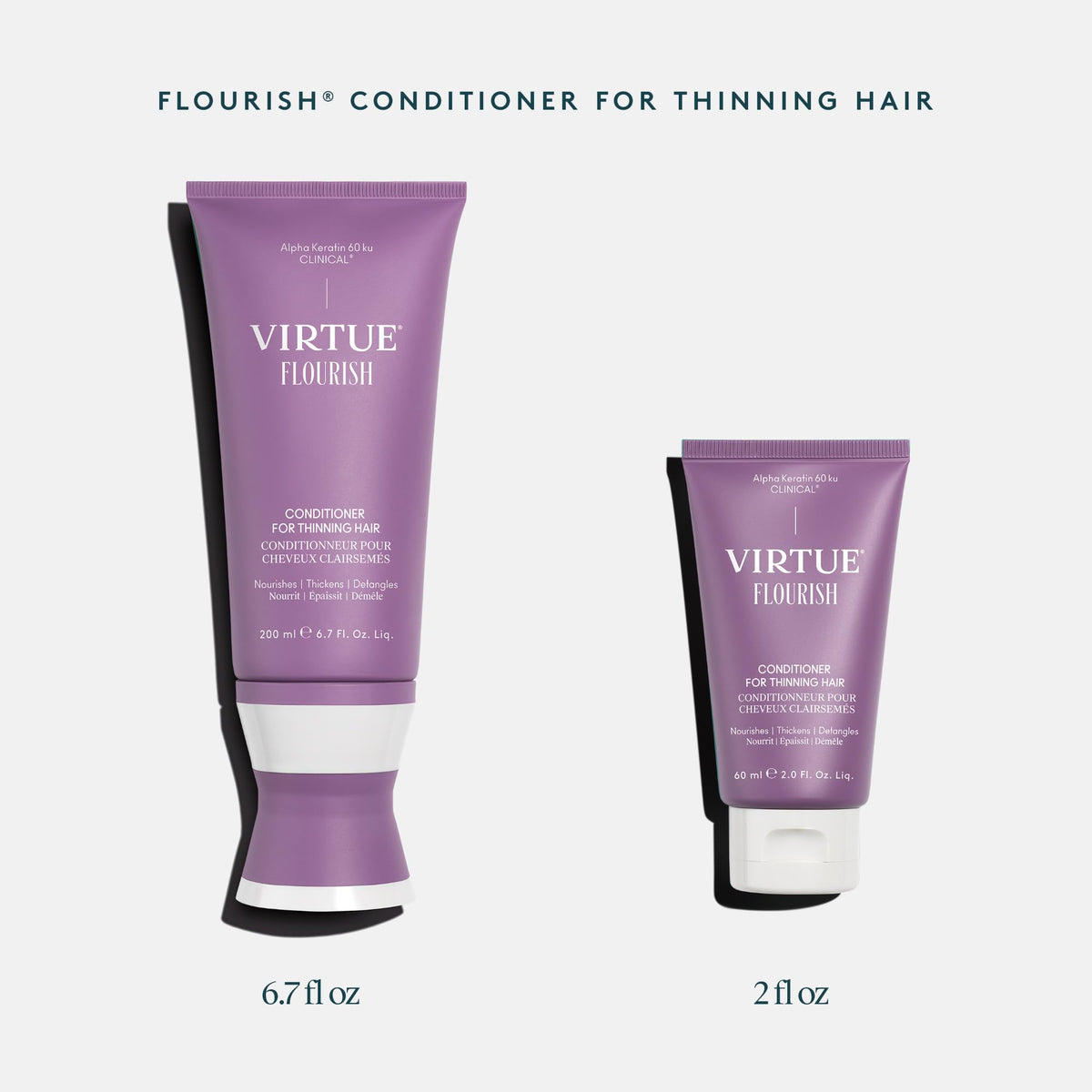 Virtue Flourish Conditioner for Thinning Hair - Nourishes, Thickens, Detangles Thinning Hair