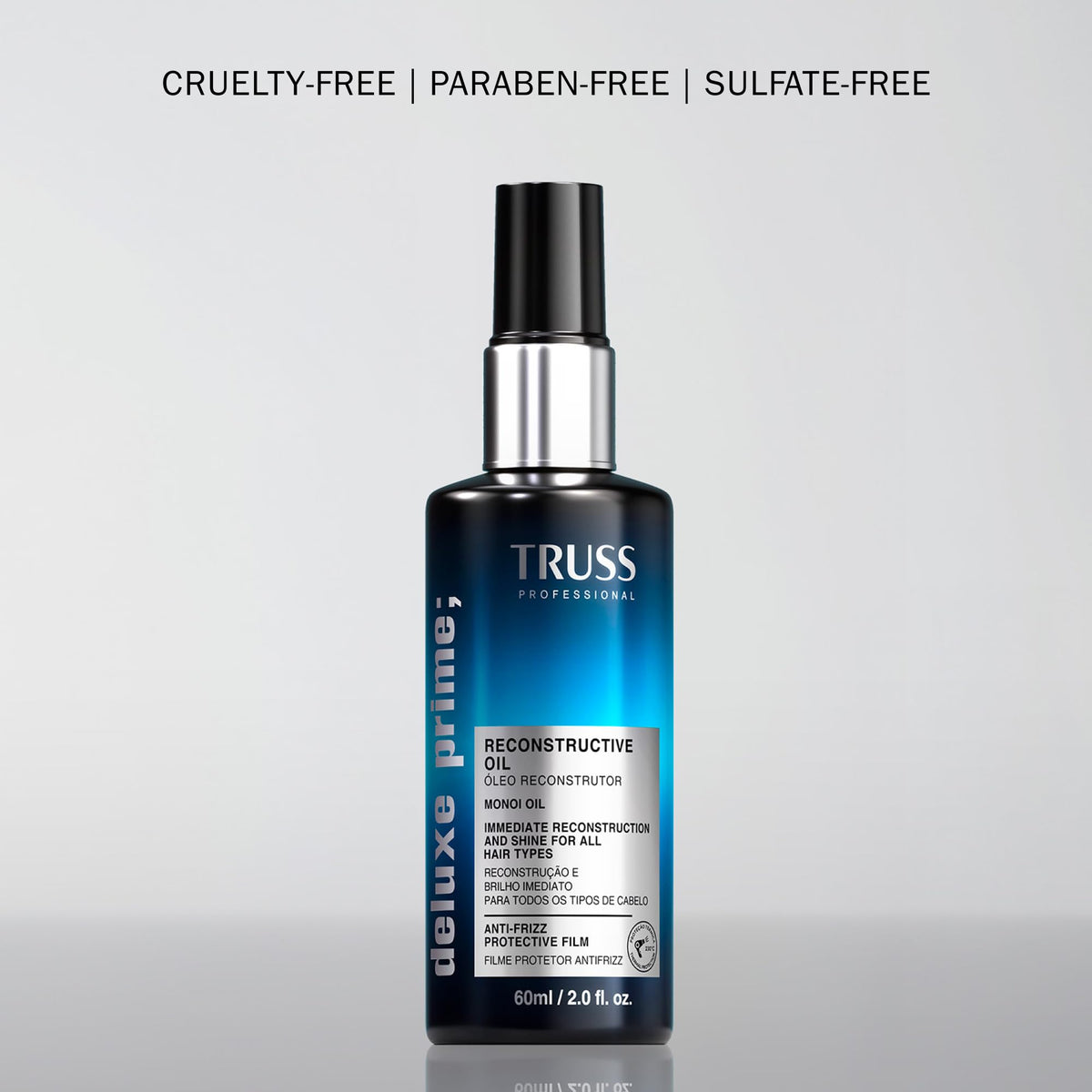 TRUSS Deluxe Prime Reconstructive Hair Oil for Damaged Hair - Split End Repair Treatment with Heat Protection & Frizz Control - Seals Cuticle for Strength & Softness (2 Fl oz)