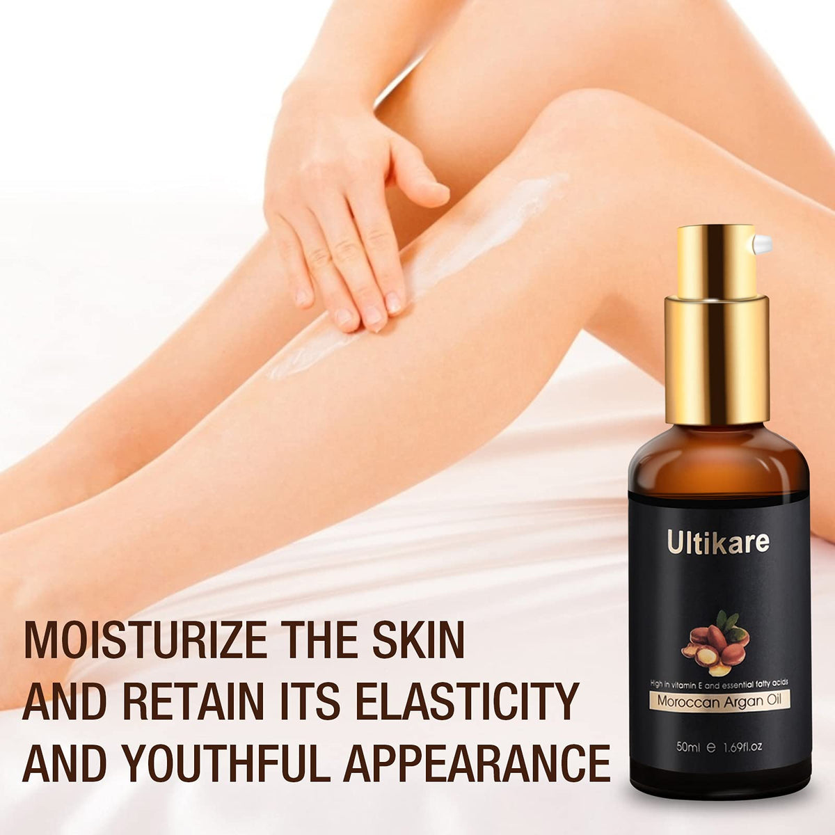 Ultikare Hair Oil, Argan Oil for Curly, Dry and Damaged Hair, Essential Oil Helps Shiny, Smooth, Repair Serum for All Hair Types, Natural Skin Care - Massage Treatment 1.69fl.oz