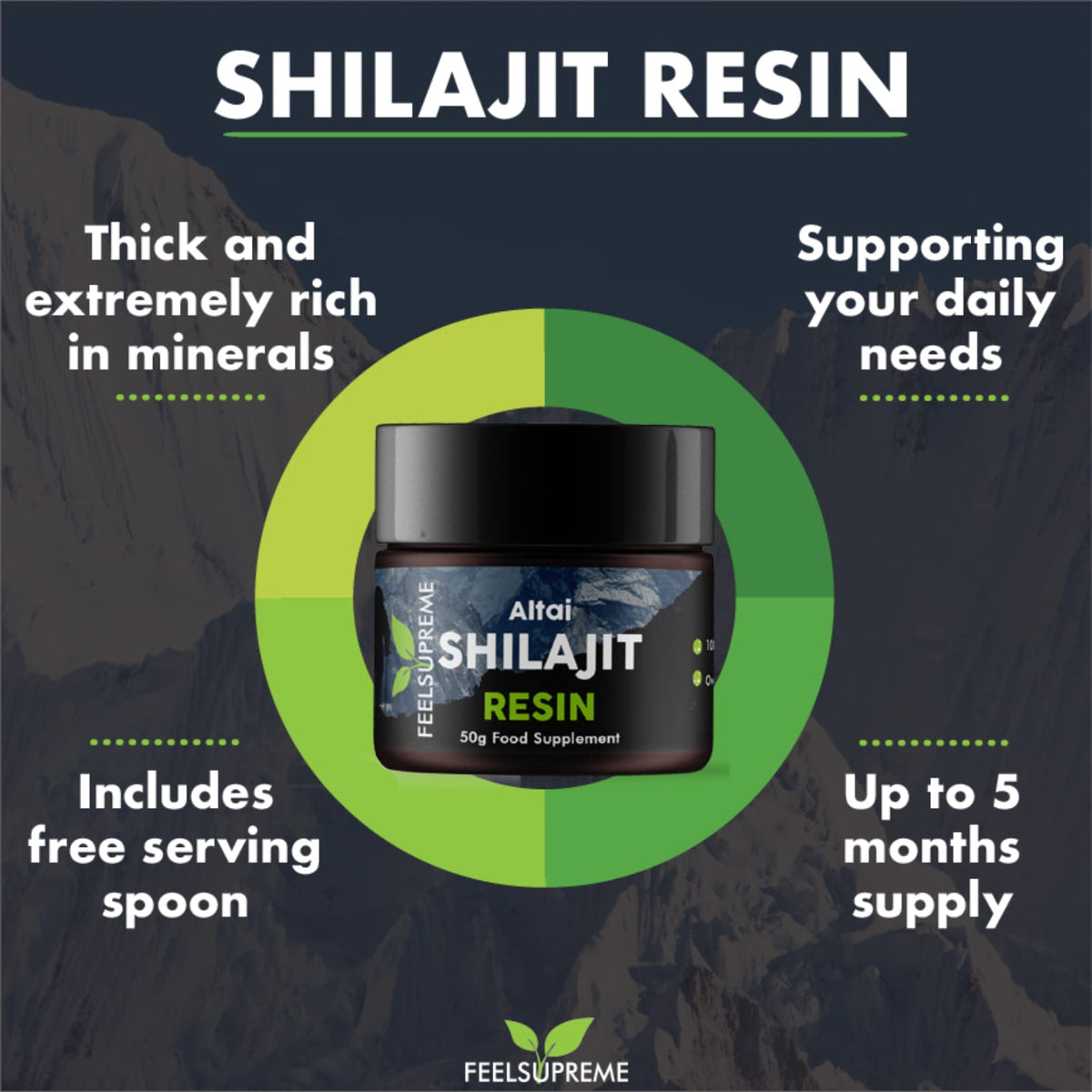 Natural Black Altai Shilajit Resin Large (50g) Pot - 100% Pure Additive Free - 80 Trace