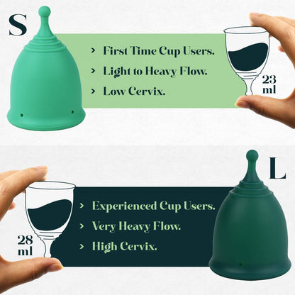 SHORDY Menstrual Cup and Steamer Sterilizer for Beginners Kit Set of 2 Period Cups (Small & Large)