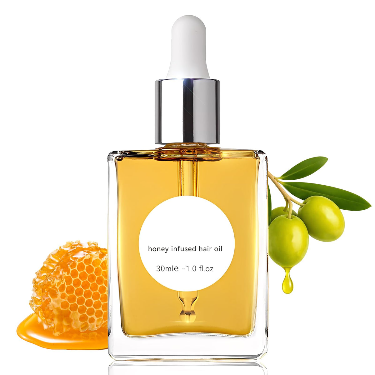 Honey Hair Oil for Dry Damaged Hair - Anti-Frizz Split Ends Treatment, Shine & Smoothness Repair Serum, Nourishing Leave-In Conditioning for Curly & Frizzy Hair, Adds Glossy Shine & Healthy Look