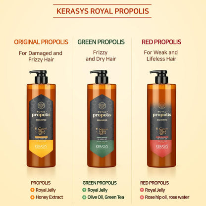 Kerasys Propolis Royal Jelly Extract Green Tea Olive Oil Shiny and Healthy Hair Propolis Green Moisture 33.8 fl oz / 1L (Treatment, 1-Pack)