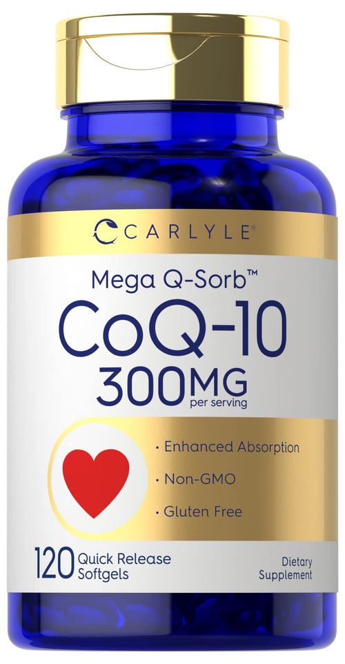 Carlyle CoQ10 300mg | 120 Softgels | Mega Q-Sorb Coenzyme Q-10 | with Black Pepper