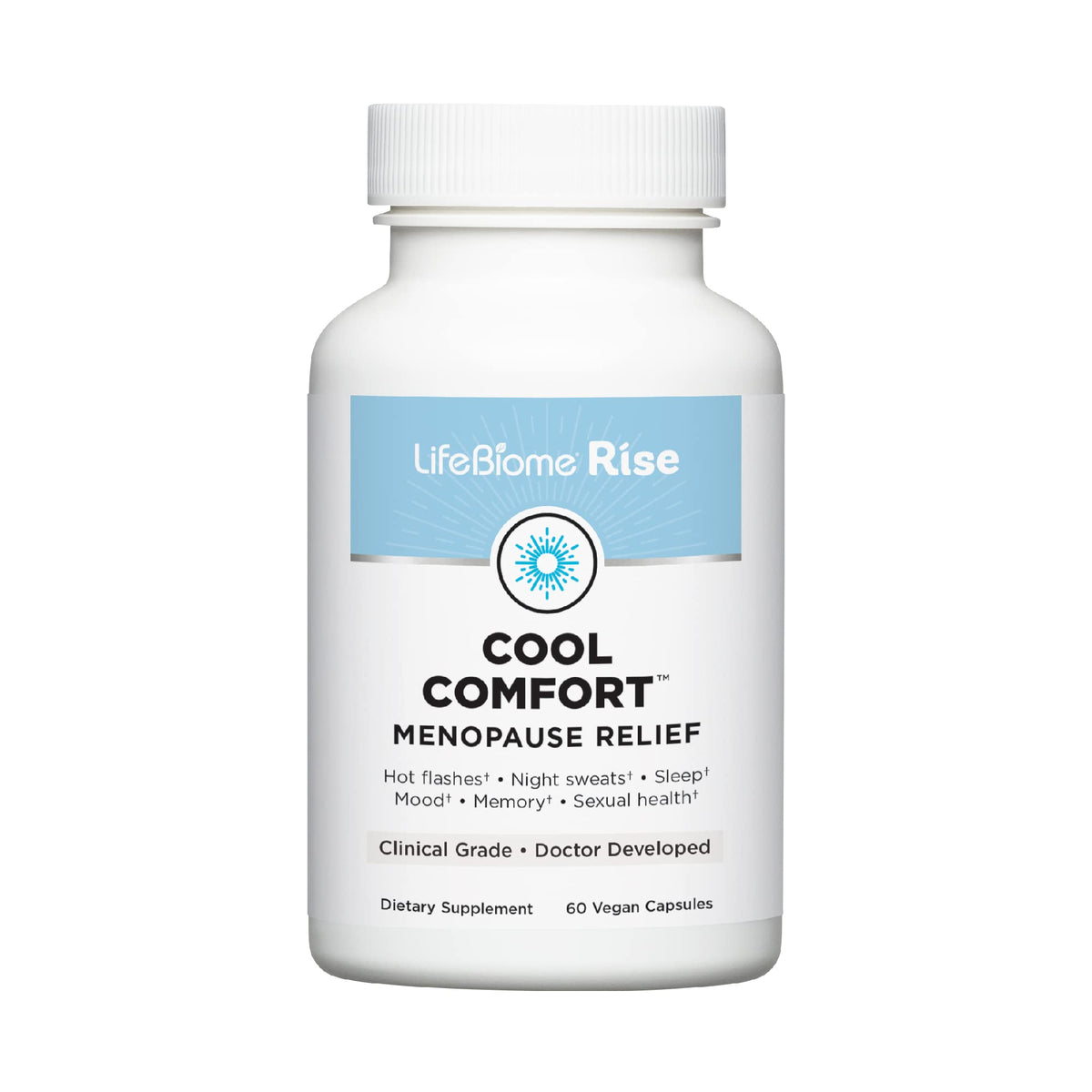 LifeBiome Rise Cool Comfort, Clinical Grade Menopause Relief, Doctor-Formulated, KSM-66 Ashwagandha