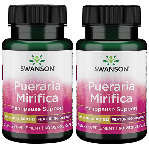 Swanson Pueraria Mirifica with B6 '&' B12 - Featuring Puresterol 60 Veg Caps 2 Pack