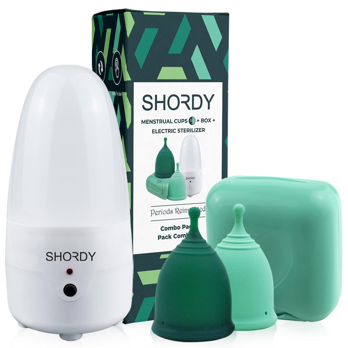 SHORDY Menstrual Cup and Steamer Sterilizer for Beginners Kit Set of 2 Period Cups (Small & Large)