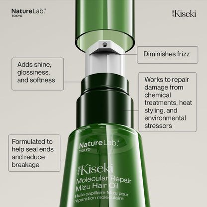 NatureLab.TOKYO Kiseki Molecular Repair Mizu Hair Oil: Weightless Hydrating Hair Serum-Oil - Smooths & Shines Like Glass, Reduces Frizz, Seals Split Ends, Improves Texture, 1.25 oz