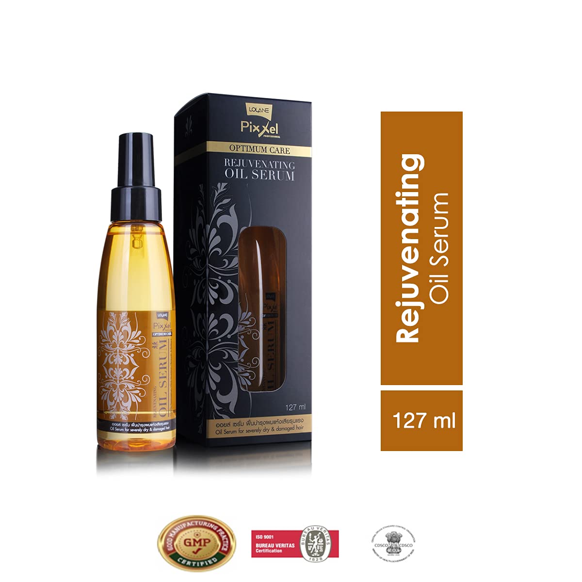 Lolane Pixxel Optimum Care Rejuvenating Oil Serum 127ml For Dry Damaged Hair Argan Oil/Abyssinian Oil/Chufa Sedge Oil/Moringa Oil/Sunflower Oil