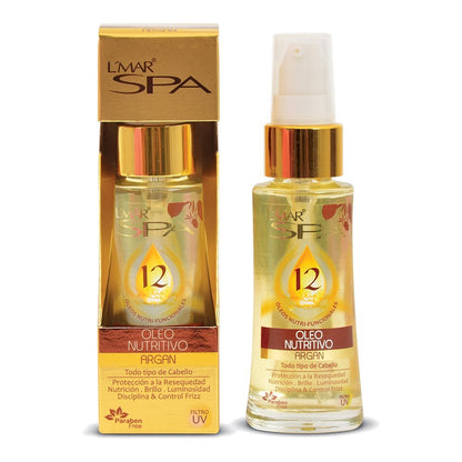 L'MAR Nutritive Argan Oil Hair Treatment with 12 Natural Oils Elixir for Softer and Healthier Hair, contains Shea Butter Oil and Coconut Oil