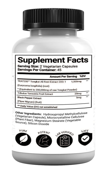 Research Labs Longjack Tongkat Ali Extract Capsules - Highly Concentrated Potent Extract - Strength, Drive, Performance & Muscle Mass