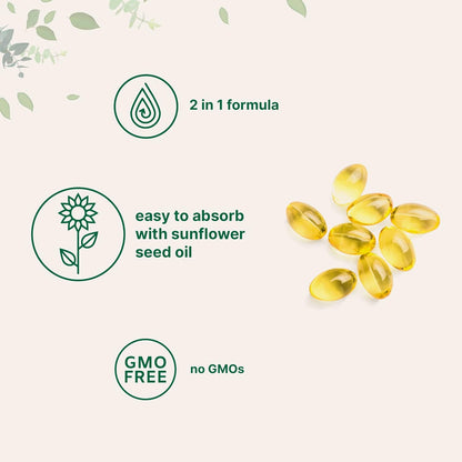 Micro Ingredients Vitamin D3 5,000iu + K2 100mcg Softgels & Pure Triple Magnesium Complex 400mg Capsules - 2 Pack Bundle - Essential D & K Sunshine Vitamins - Glycinate, Malate, & Taurate Forms