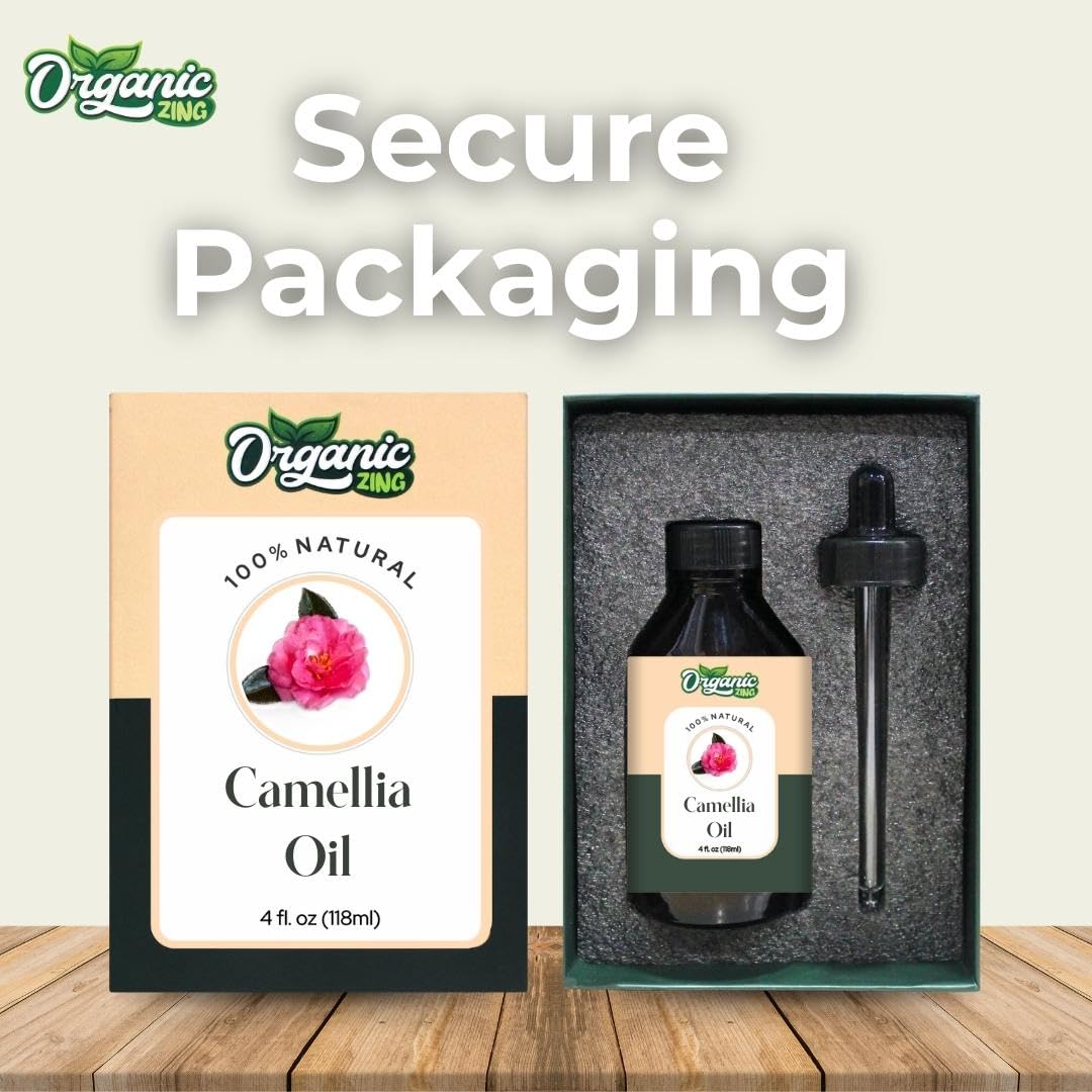 Organic Zing Camellia (Camellia Japonica) Oil - Pure & Natural Carrier Oil for Skincare, Hair Care & Massage