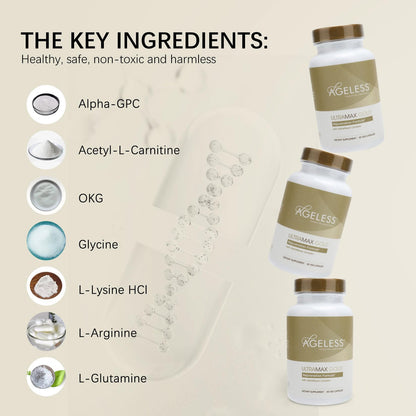 AGELESS: UltraMAX Gold Capsules, HGH Anti-Aging Supplement for Women, Slows