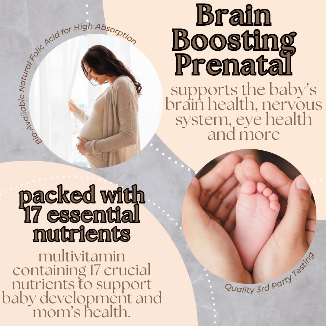 Research Labs Prenatal Vitamins for Women 2 Fer 1 Ad: 6X More Bioavailable Methylated Folate Folic Acid MTHF 5 - Supports Brain Development, Healthy Growth
