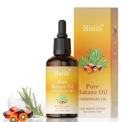 Buiiti Batana Oil with Rosemary for Hair Growth, Organic Hair Treatment for Thinning Hair, Scalp Nourishing, Strengthen & Moisturize Dry Damaged Hair, 1 fl oz