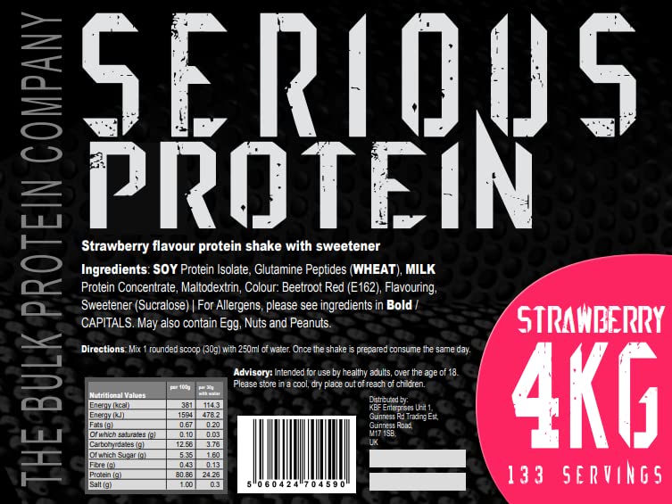 The Bulk Protein Company - SERIOUS PROTEIN - Whey Protein Powder - 4kg - Low Carb