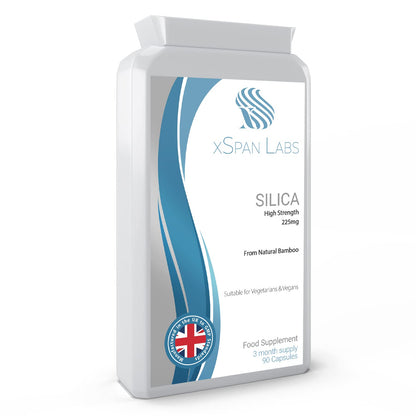 Silica 225mg - 90 Capsules - A Potent Highly Bioavailable Form - Naturally Sourced from Bamboo Extract - One-A-Day Vegan Capsules to Support Healthy Hair, Nails and Skin - Made in The UK