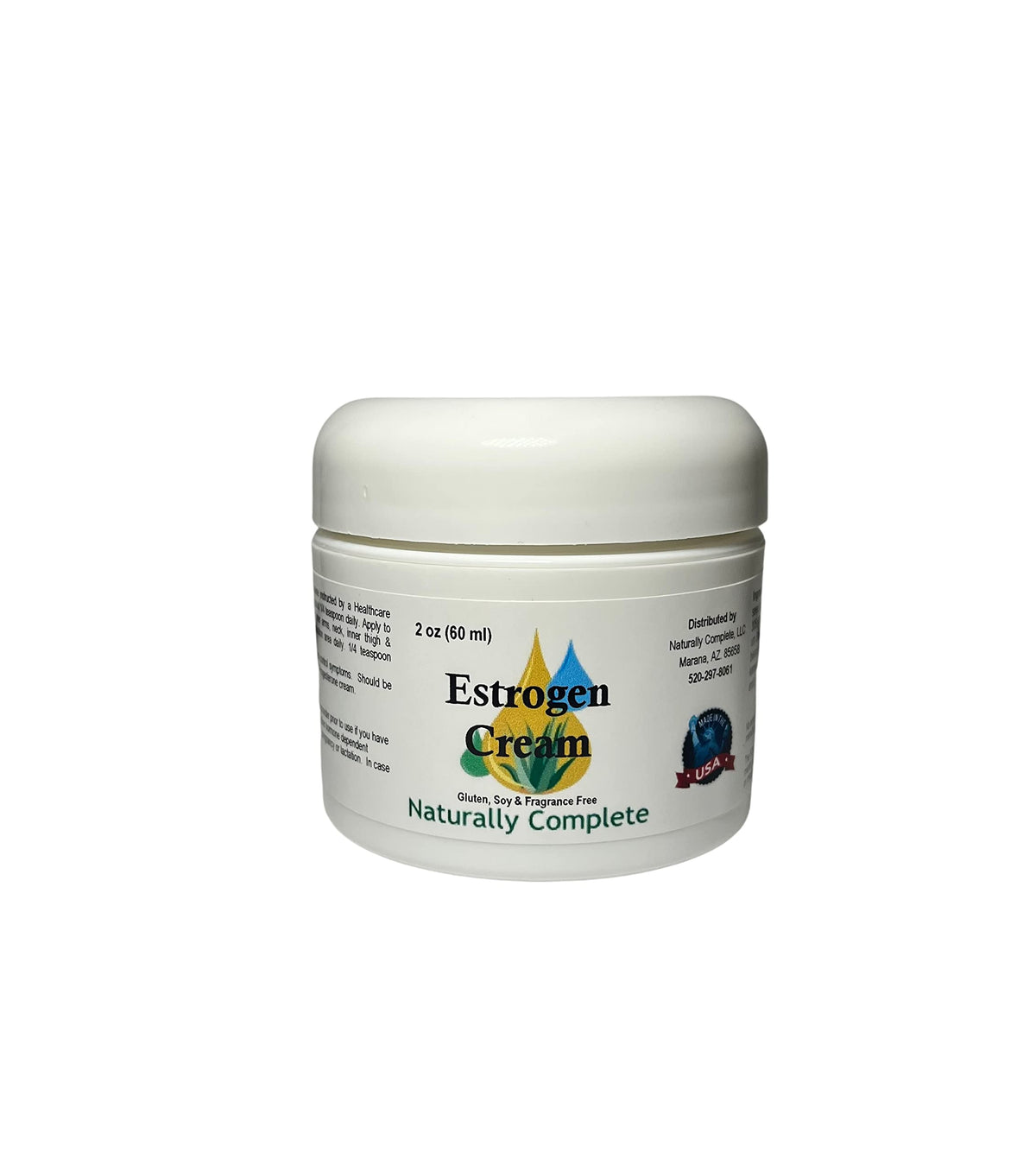 Naturally Complete Estrogen Cream 2 oz. Jar | Non GMO | Soy Free | Gluten Free | Fragrance Free