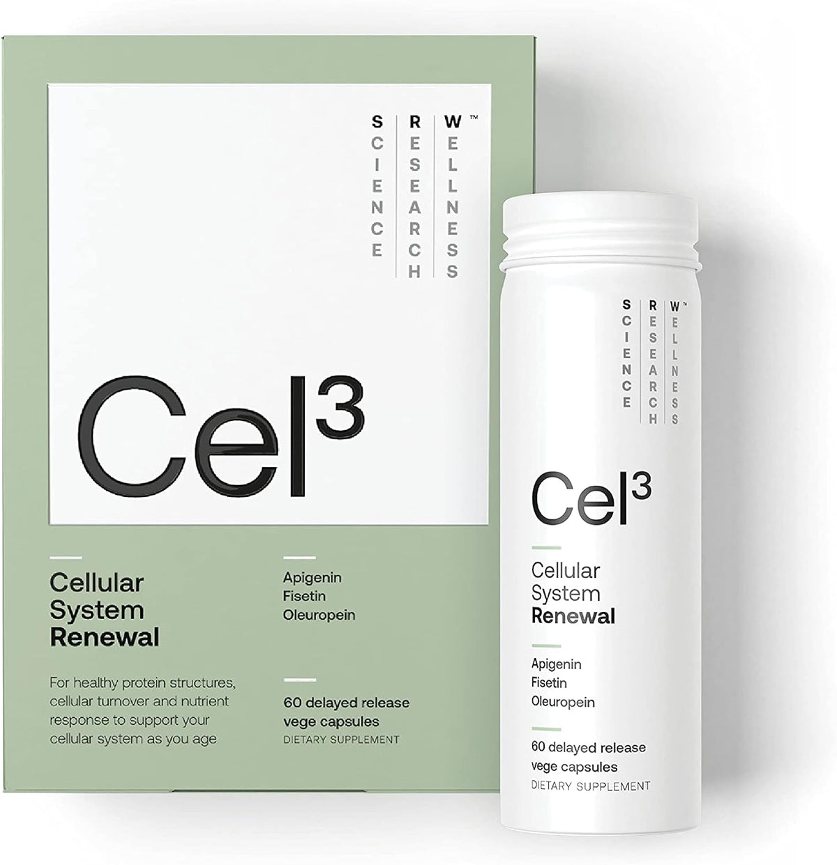 SRW Laboratories Cel³ Renewal - Supports Youthful Cell Function and Renewal, Eliminates Cellular Waste and Supports Healthy Aging - 60 Capsules