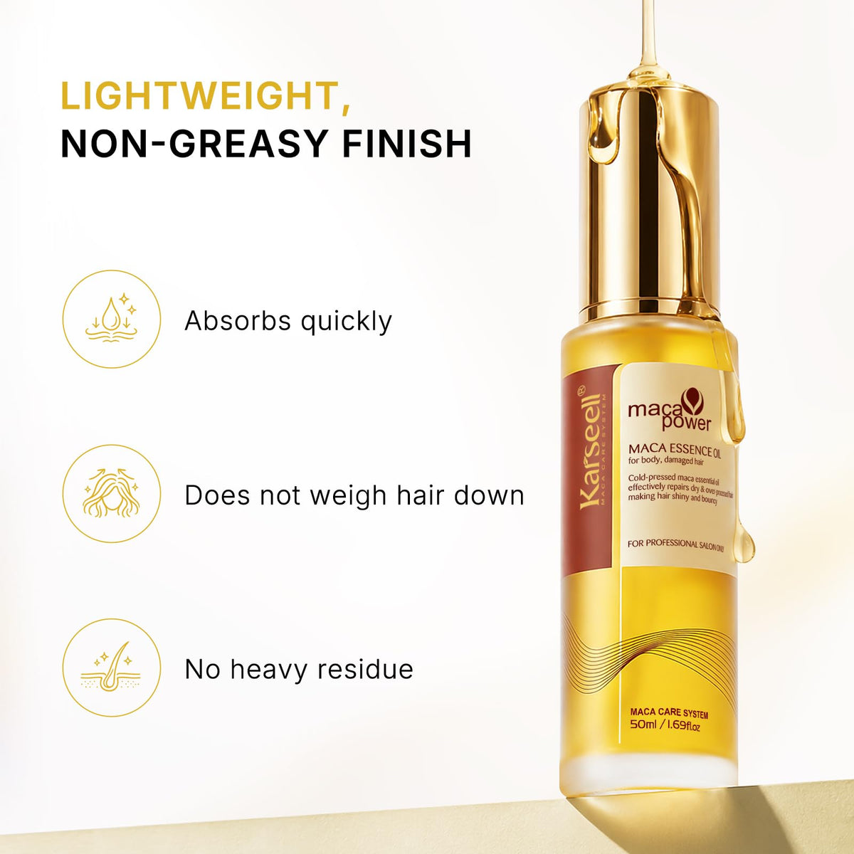 Karseell Moroccan Argan Oil for Hair Healing Cold Pressed Weightless Argan Oil Hair Serum for Dry Damaged Hair 50ml