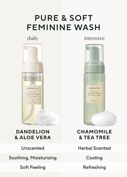 AROMATICA Pure and Soft Feminine Foaming Wash - Vegan, pH-Balanced, Natural Ingredients