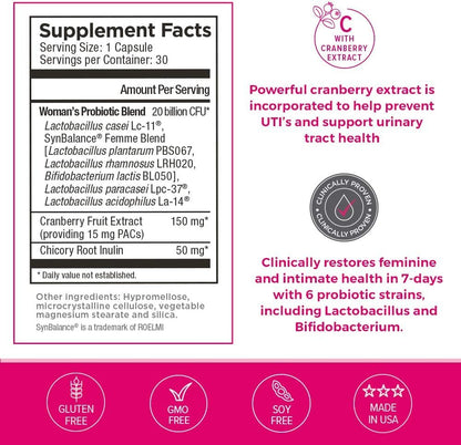 2 Pack Omax Prebiotics & Probiotics for Women, pH Balance, Vaginal Health, Urinary Tract, Yeast
