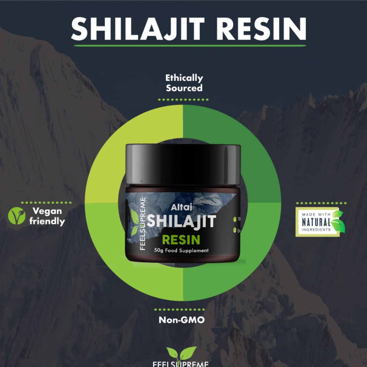 Natural Black Altai Shilajit Resin Large (50g) Pot - 100% Pure Additive Free - 80 Trace