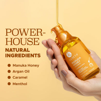 Luseta Manuka Honey Hair Oil Hydrates Dry Hair and Adds Shine & Softness to Dull Hair Nourishing Oil with Honey & Argan Oil, Frizz Control 3.38oz